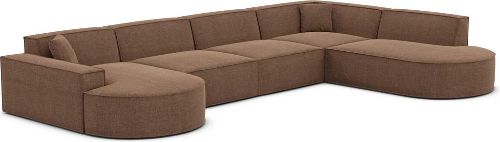 Strukturstoff U-Form XL Lounge Wohnlandschaft Brevia Braun Links