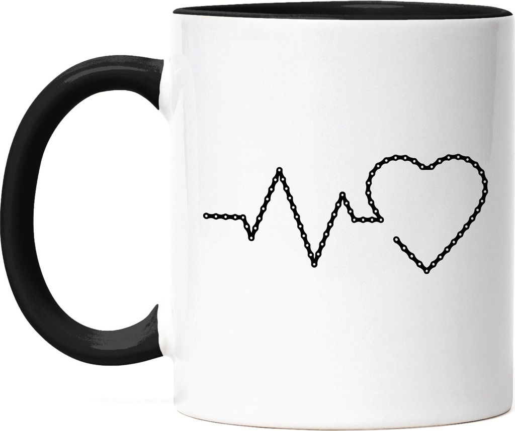 Fahrrad Tasse Schwarz Herzschlag Geschenk Fahrradfahrer Produktbild 