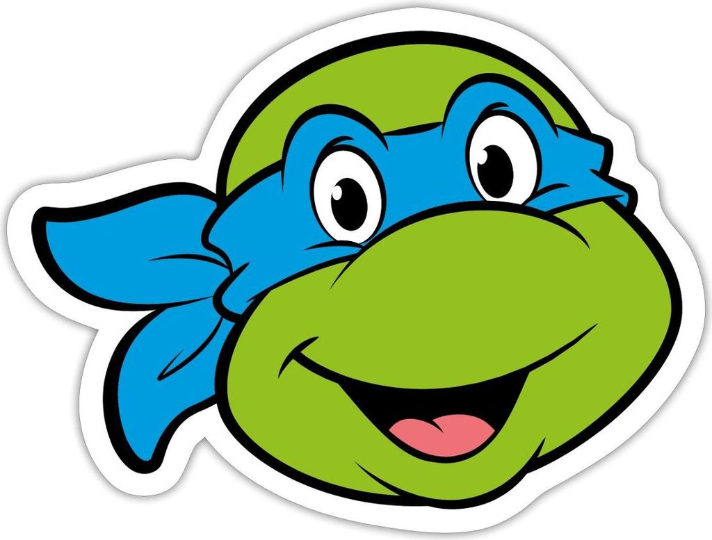 Spreadshirt Teenage Mutant Ninja Turtles Leonardo Kostüm Karneval Sticker Aufkleber, 10 x 10 cm, Mattweiß