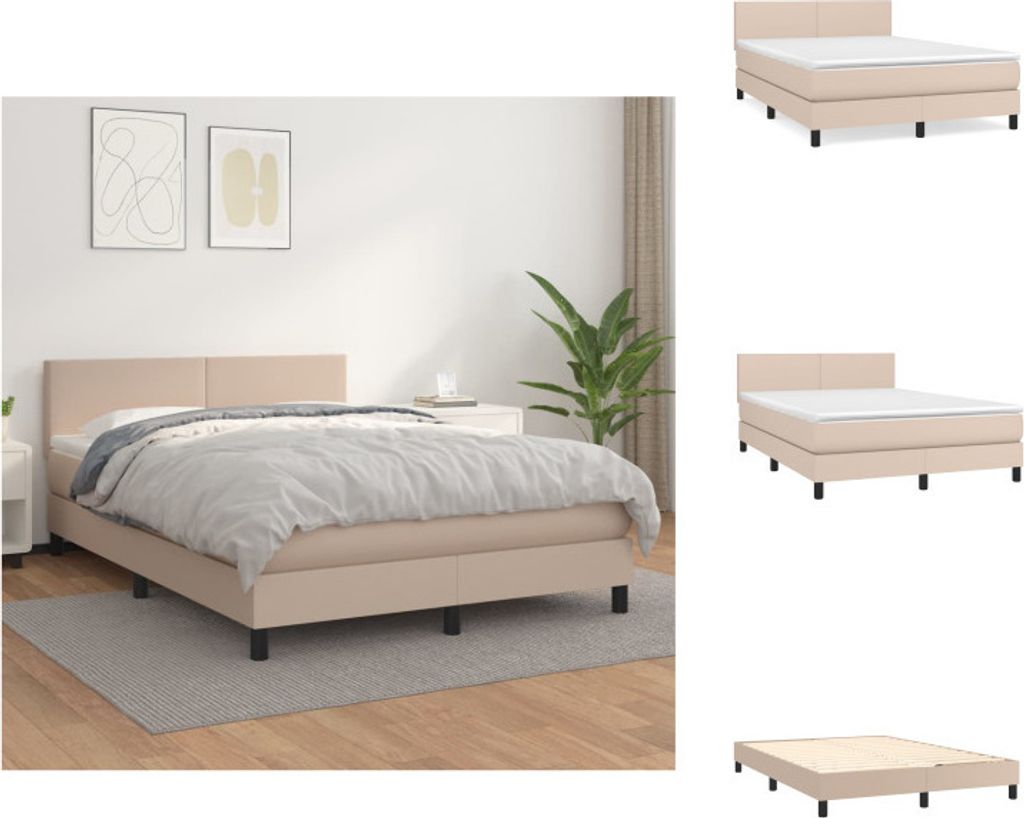 vidaXL Boxspringbett Matratze Cappuccino-Braun 140x200cm Kunstleder - Betten & Bettgestelle