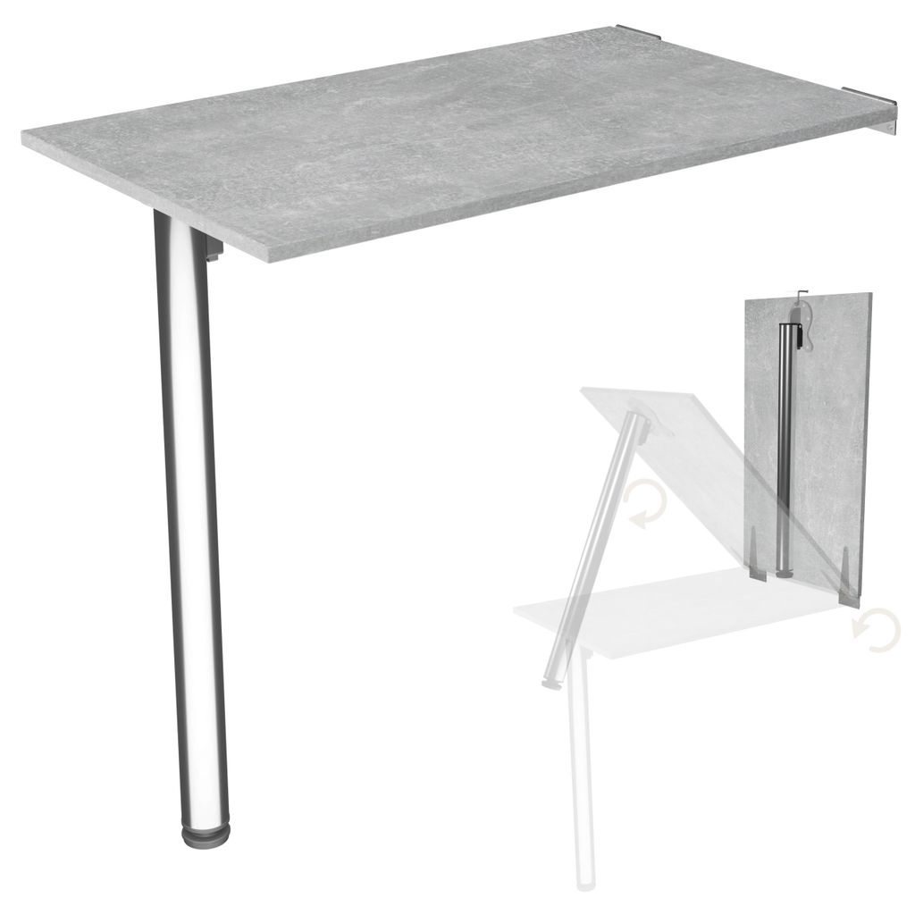 Table pliante murale avec pied Plateau 80x50 cm en aspect Image du produit 