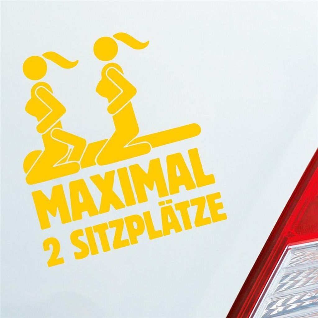 Auto Aufkleber Maximal Zwei Sitzplätze Sex Dreier Sexy 9x10 cm Gelb Sticker Heckscheibenaufkleber