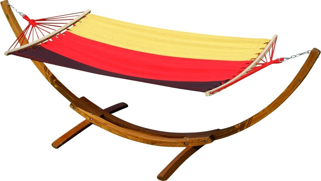 ALEOS. 320cm Hängemattengestell DE Hängematte mit Gestell aus Holz Lärche mit Stabhängematte in deutschland farben