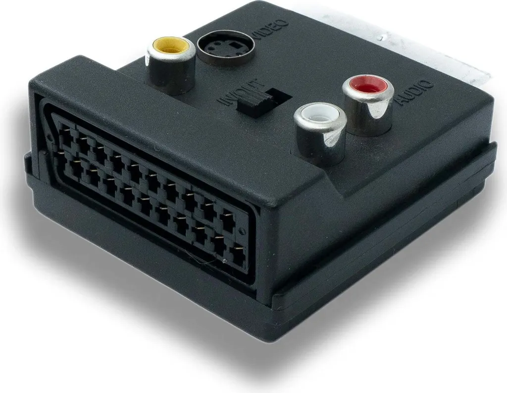 SYSTEM-S Convertitore SCART da 21P maschio a RCA femmina Adattatore S-Video femmina a 3 poli
