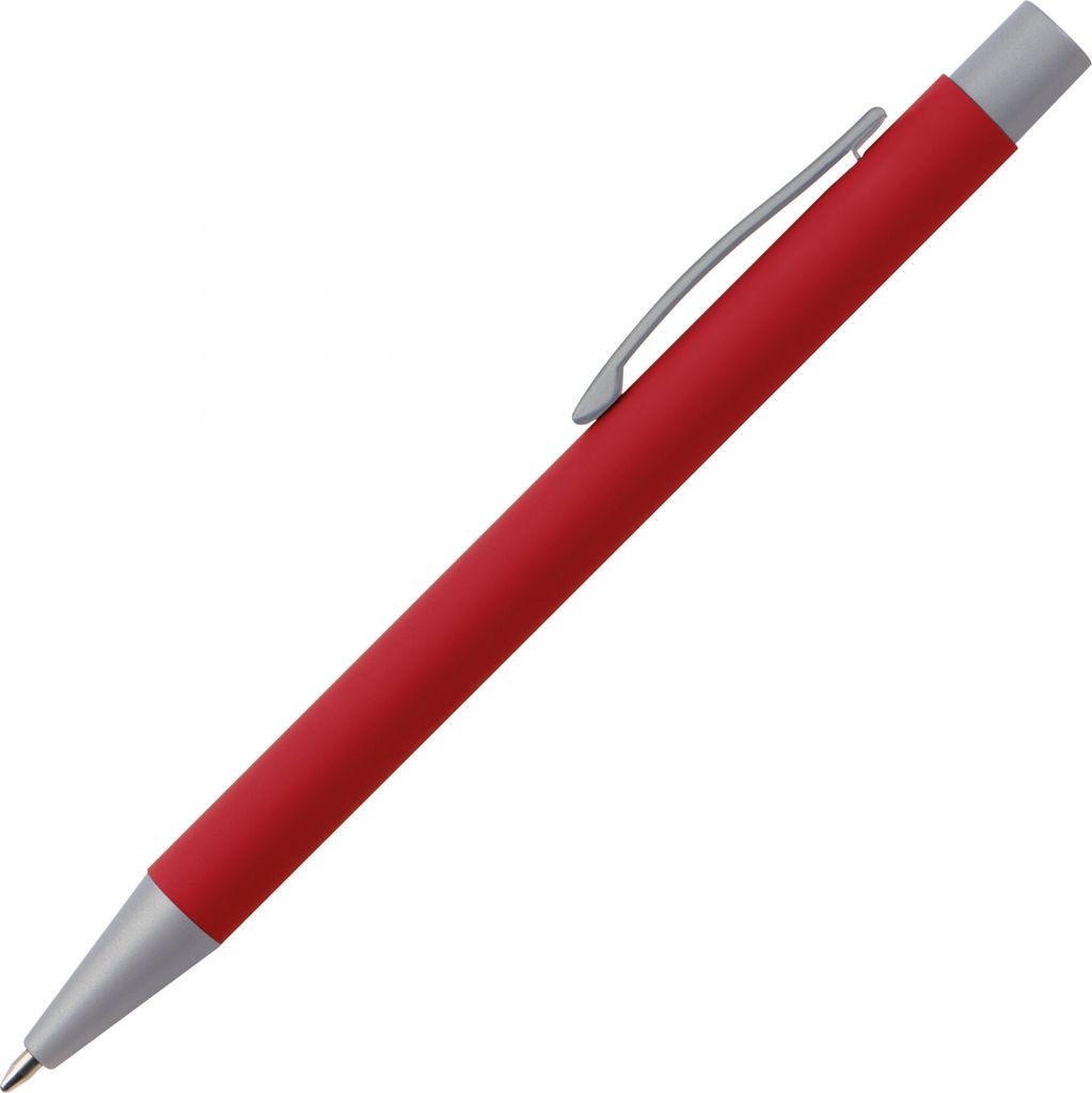10x Kugelschreiber / aus Metall mit rubber finish Oberfläche / Farbe: rot
