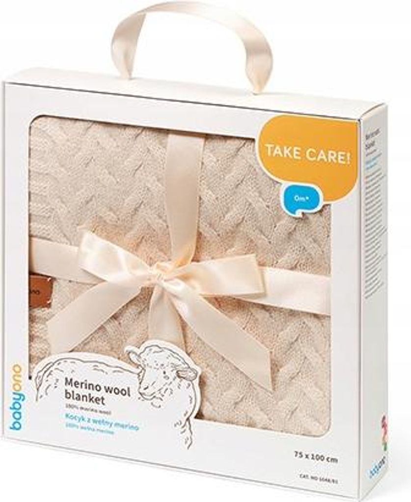 Babyono Babydecke Merino Wolle 75x100cm hellbeige 100% Wolle