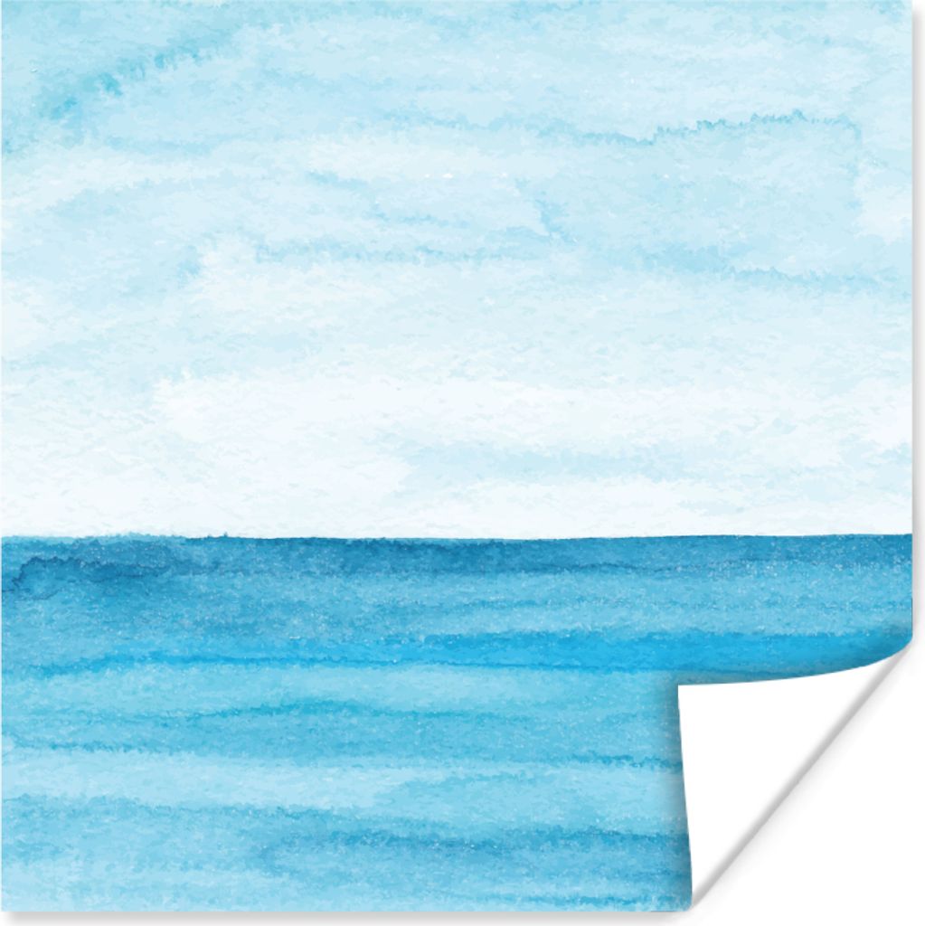 MuchoWow Poster Meer - Aquarell - Blau 75x75 cm - Wand Dekoration