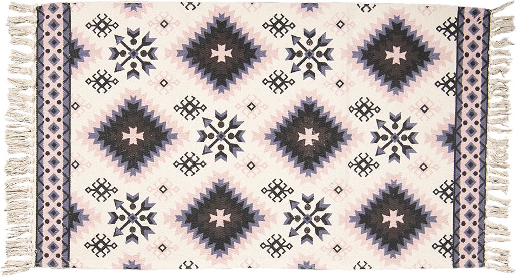 Clayre & Eef Teppich 140x200 cm Weiß Schwarz Baumwolle