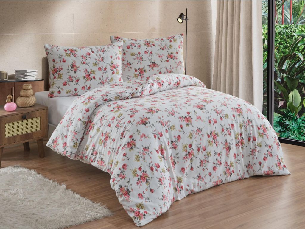 Leinen Französische Baumwolle 240x200,70x90 Rosario rot