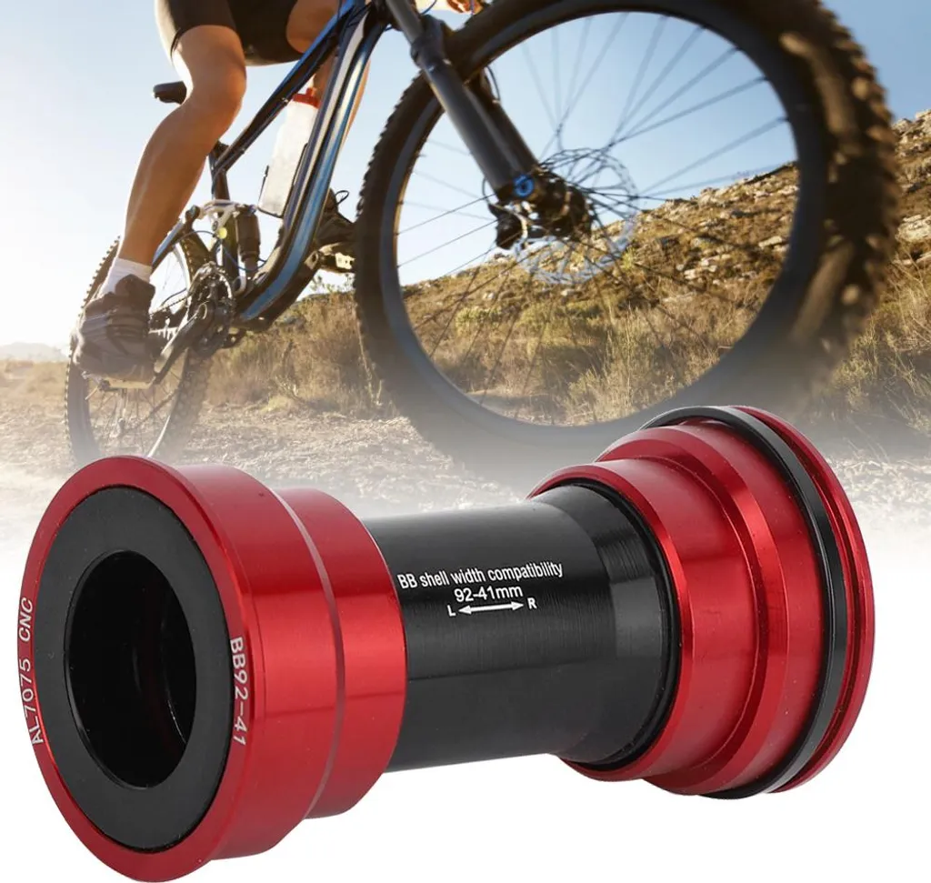 Alomejor Pédalier VTT BB91 BB92 Intégré Manivelle Creuse Rouge - 5