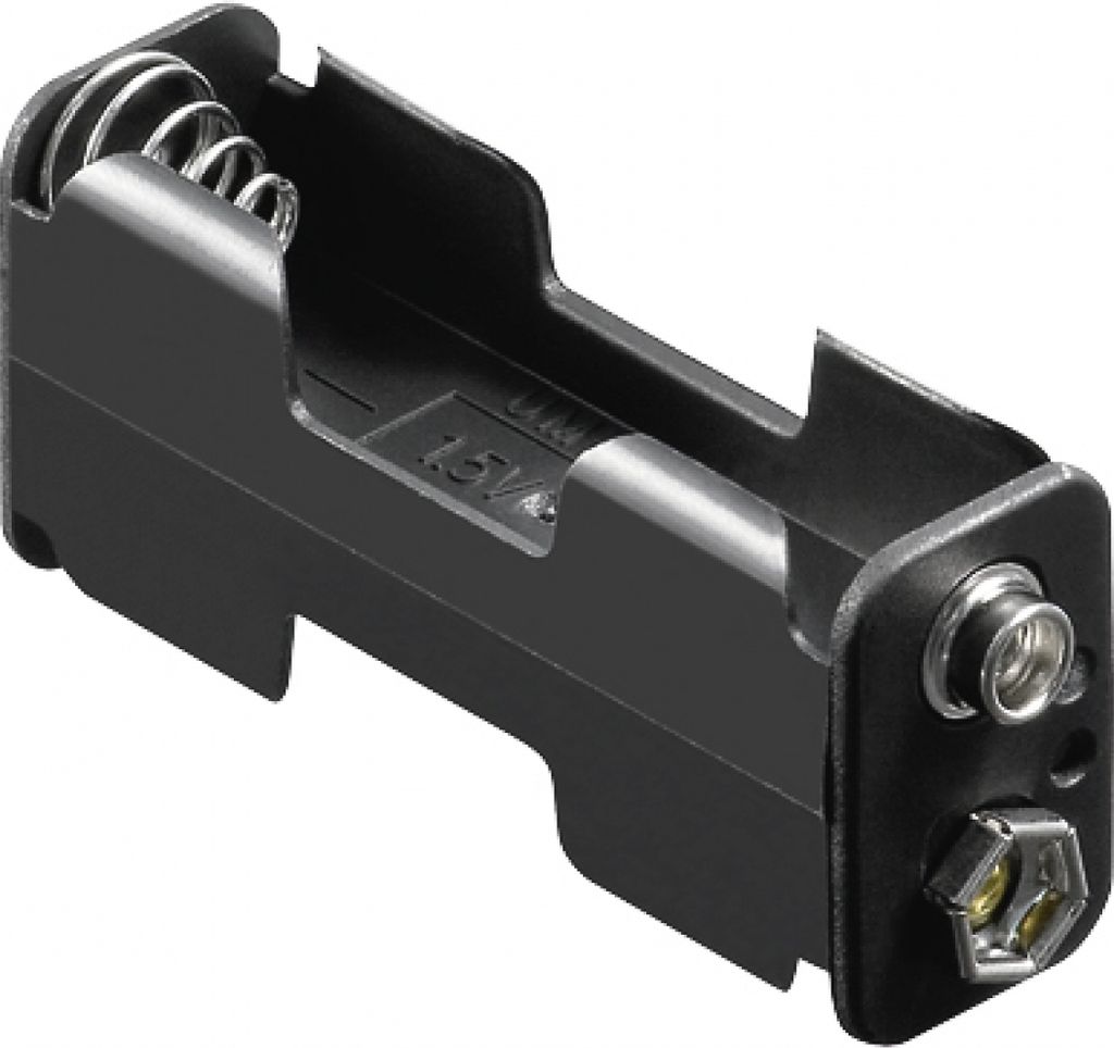 Goobay 2x AA (Mignon) Batteriehalter, Druckknopf, Schwarz - Druckknopf