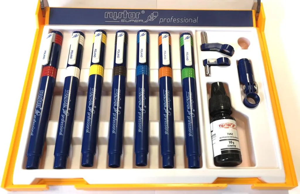 Stylo technique anti-bavure Rystor Rapidograf 7 pcs pour plans nets