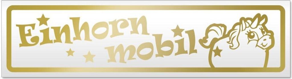 Kiwistar Einhorn Mobil Magnetschild Schild magnetisch - 45cm Gold - Magnetfolie für Auto PKW Kfz
