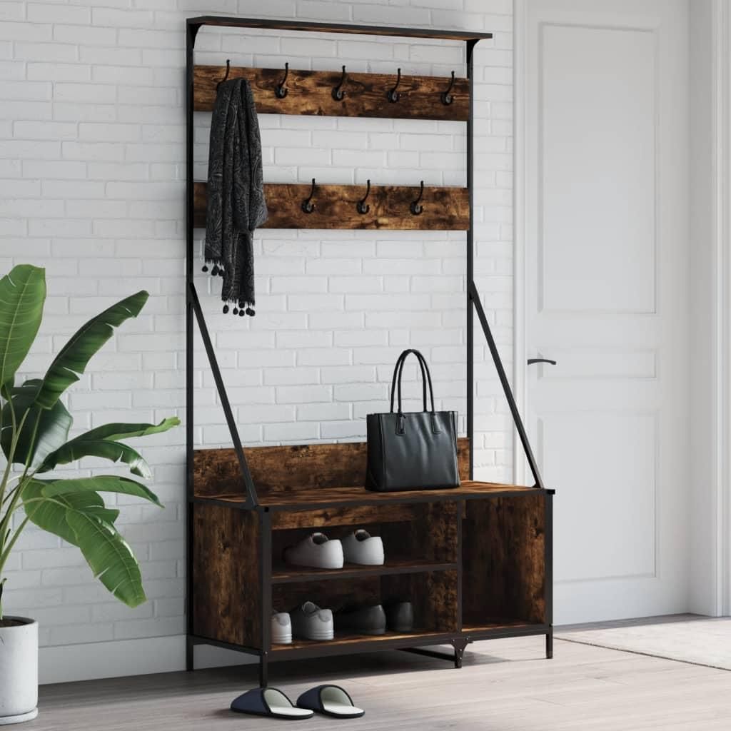 Věšák na kabáty s botníkem kouřový dub 100x41x184 cm Obrázek produktu 