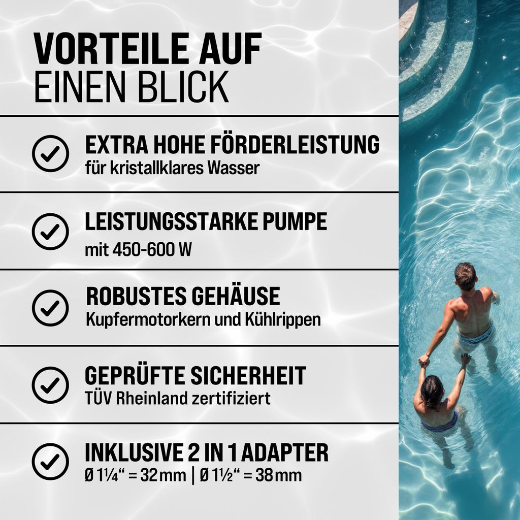 MONZANA Filterpumpe 10.980 l/h mit Vorfilter Poolpumpe