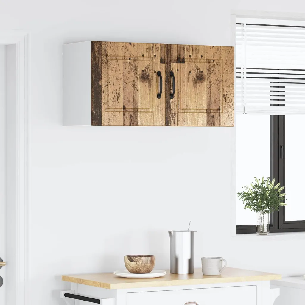 Armadietto Pensile Cucina vidaXL 2 pz Legno Antico Recuperato - 4