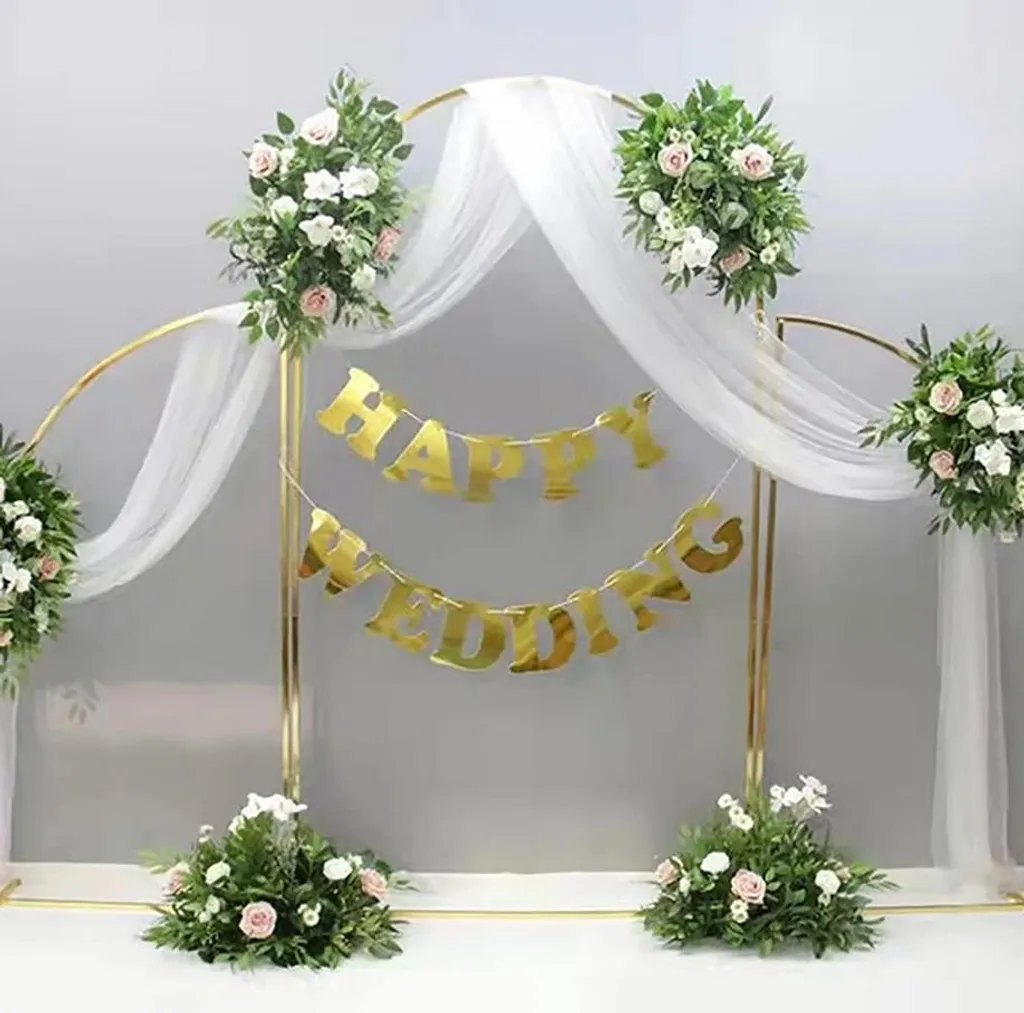 Arche de Mariage Dorée Lot de 3 Stand Frame Arch Gold pour Décoration