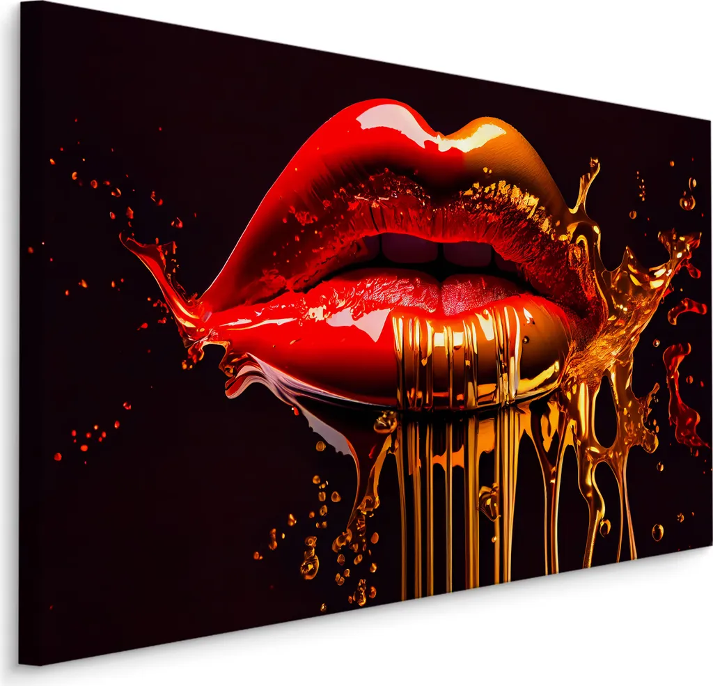 Quadro 120x80 Muralo Labbra Rosse 3D - Arte su Tela per Ufficio
