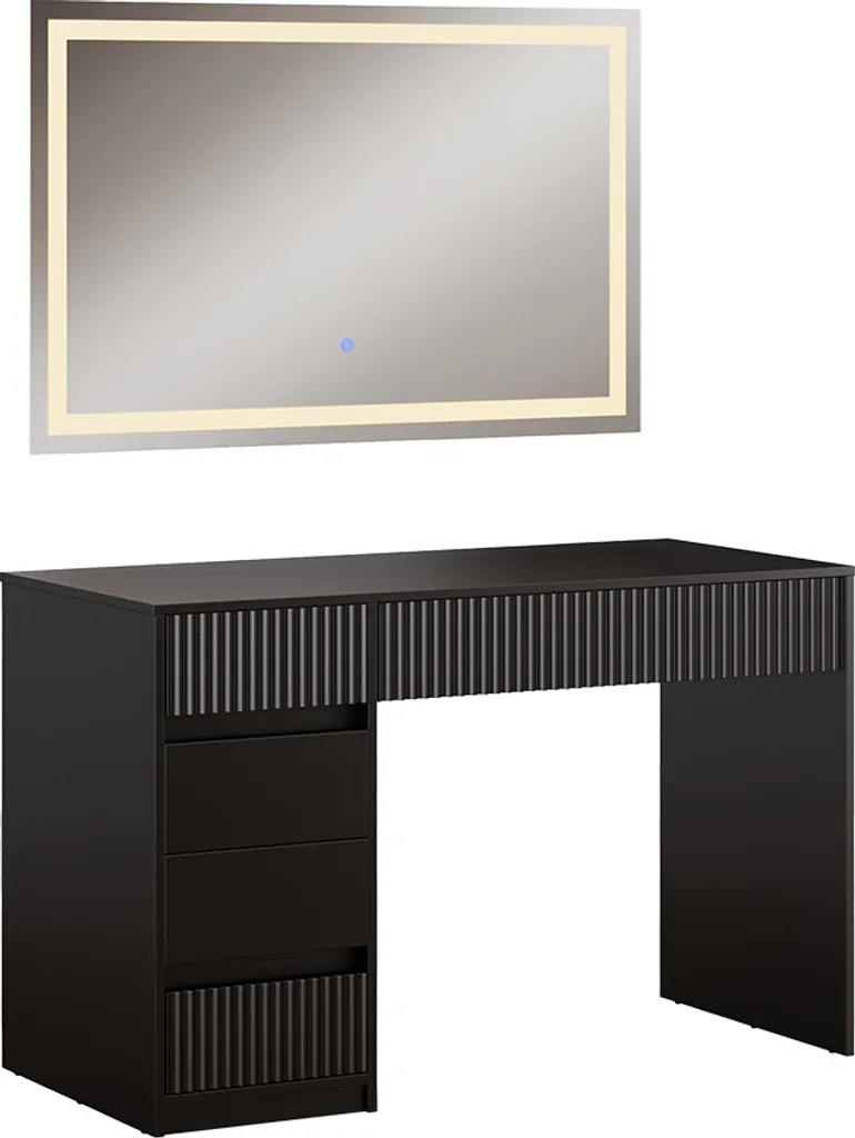 Coiffeuse Vicco Omira Noir 120cm LED : fini le maquillage mal éclairé