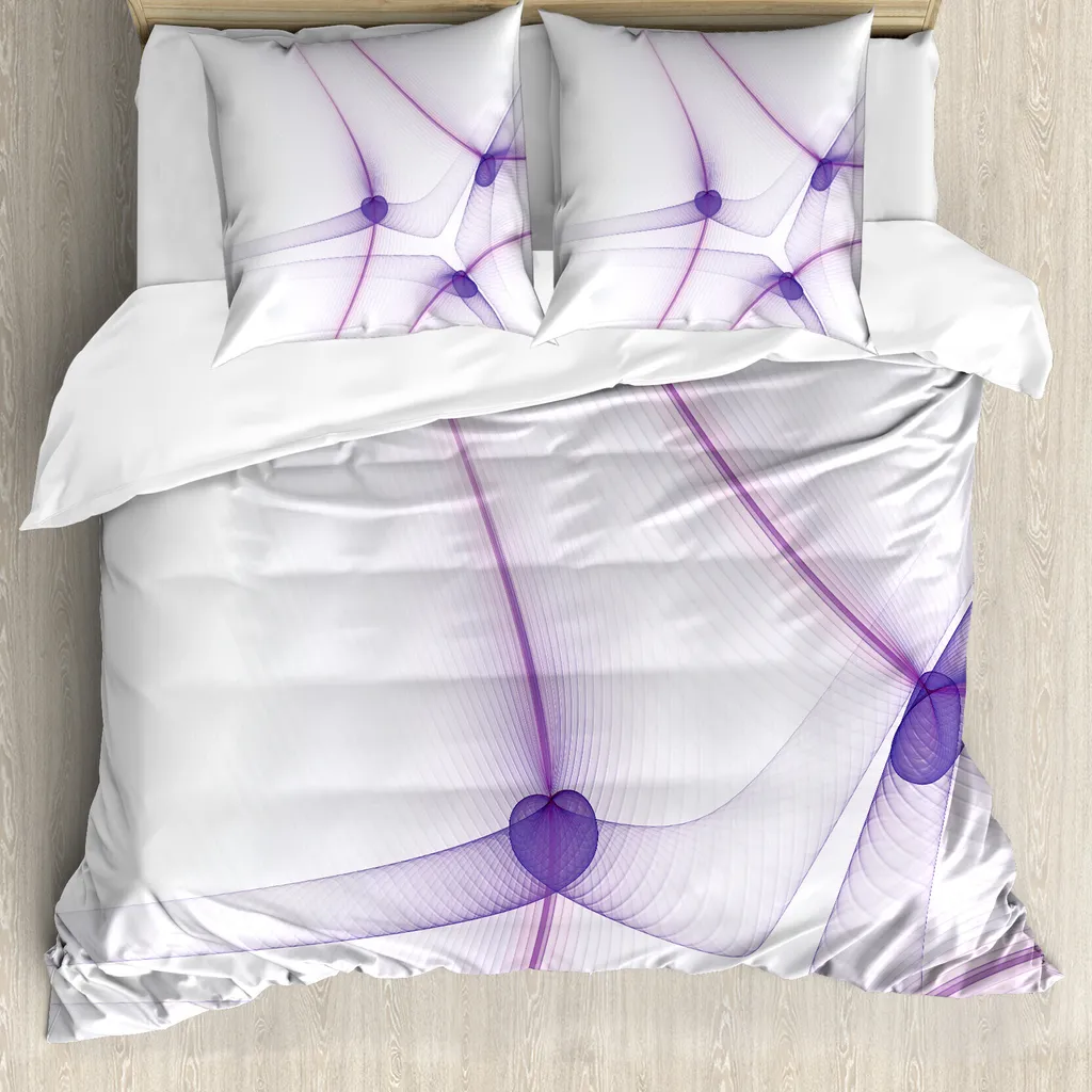 ABAKUHAUS Spiers Copripiumino 200x200 Anallergico Viola Bianco