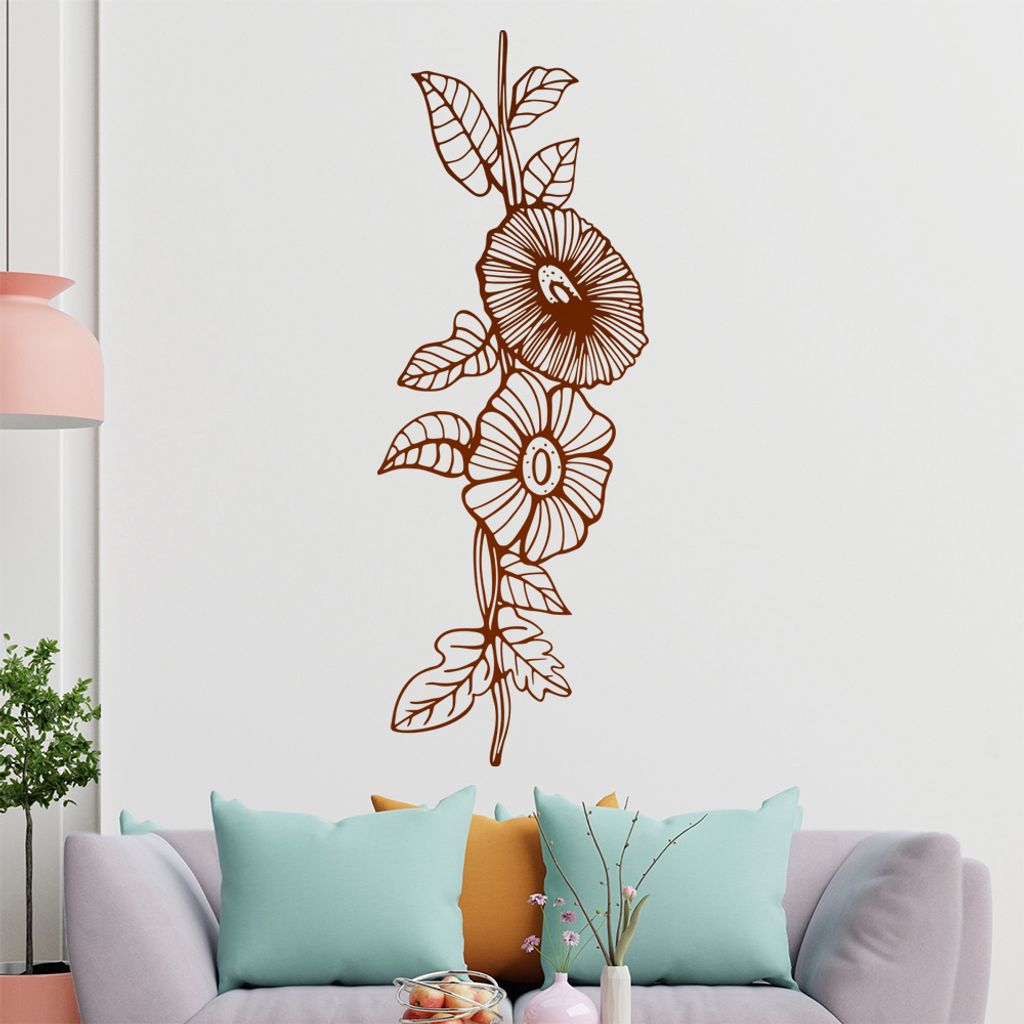 Blumen - Pflanze Wandtattoo in 6 Größen - Wandaufkleber Wall Sticker - Dekoration, Küche, Wohnzimmer, Schlafzimmer, Badezimmer