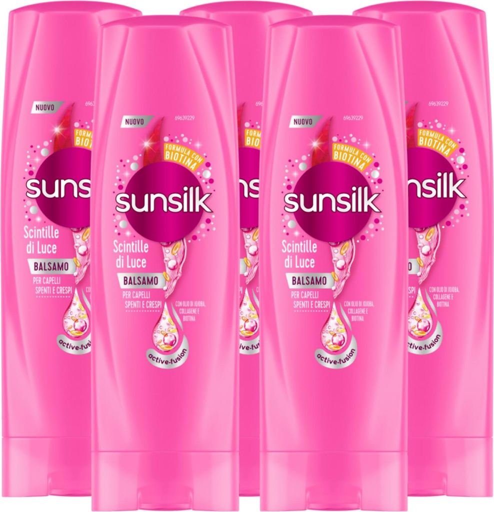 5 x Sunsilk Co-Creations Conditioner für schimmerndes Licht + Seideneffekt für stumpfes und krauses Haar - 5 Flaschen à 200 ml
