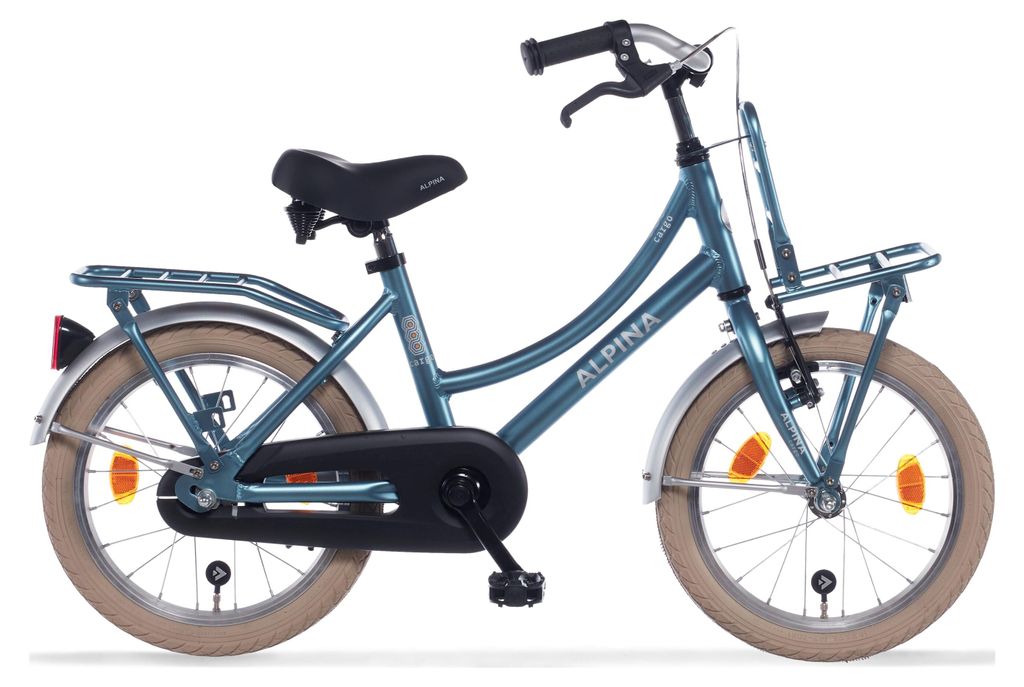 Alpina Cargo M18 Mädchenfahrrad 18 Zoll, Stahlblau, Aluminium, mit Frontträger