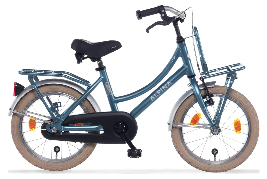 Vélo Enfant pour l'École 18 Pouces avec Porte-Bagages Alpina Bleu Acier