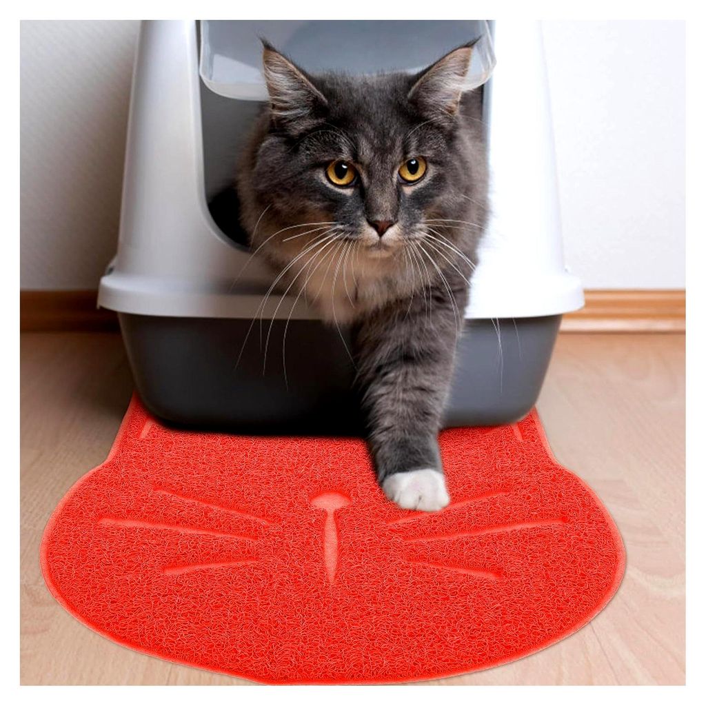 Rutschfeste Hundenapf- und Katzenfuttermatte 38x38cm Rot aus PVC für den Innenbereich, spülmaschinengeeignet und pflegeleicht
