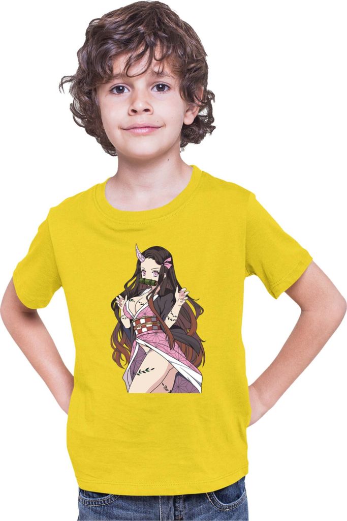 Kinder T-Shirt Demon Anime Slayer Kimetsu No Yaiba Nezuko Kamado 16, 12-13 Jahr - 152 / Gelb