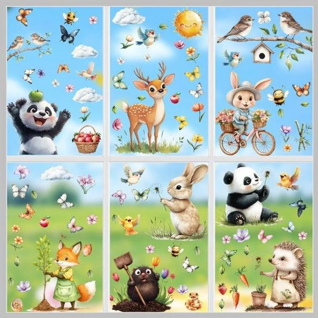 Stickers Muraux Oiseaux et Fleurs - Déco DIY 9 Feuilles sans Traces