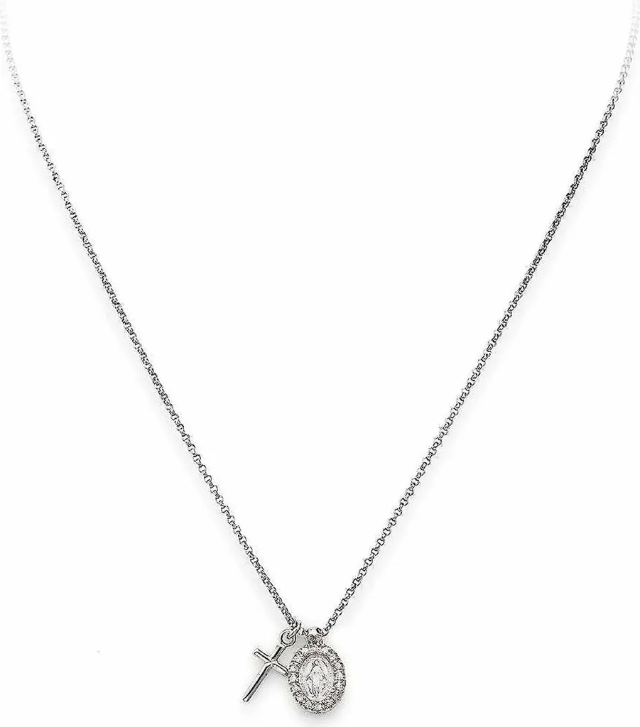 Collier Femme Amen CLCMZB en Argent 925 avec Pendentif Croix et Zircons