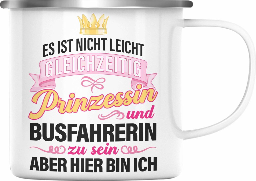 Trendation - Busfahrerin Becher Geschenk Emaille Tasse Produktbild 