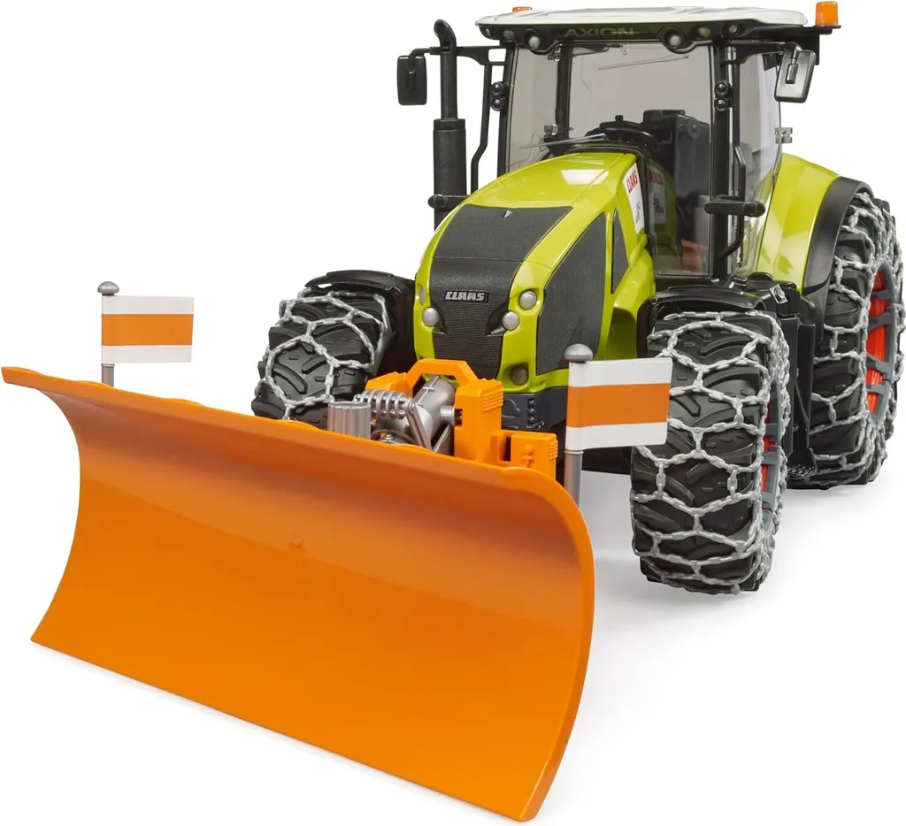 Tracteur Claas Axion 950 incassable avec sa charrue et chaînes métal
