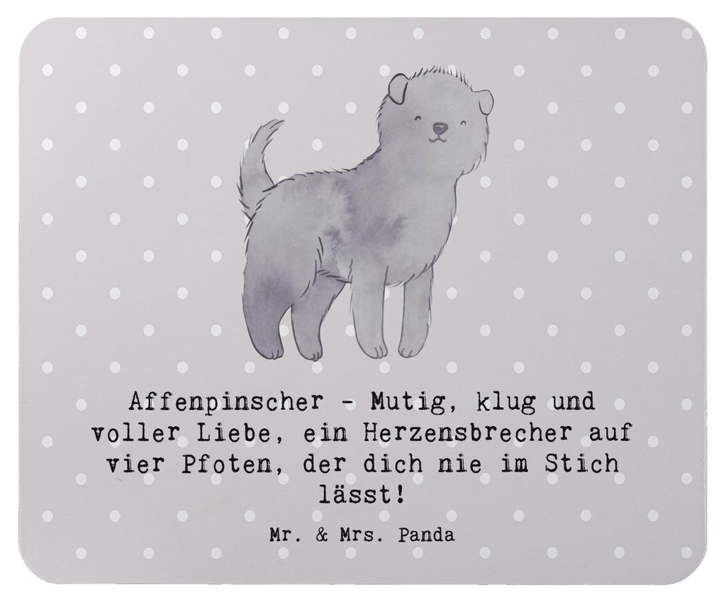 Mr. & Mrs. Panda Mouse Pad Affenpinscher Liebe - Grau Pastell - Geschenk, Hunderassen, Abenteuer, Mauspad, Herzensbrecher, mausteppich, Fellnase, H...