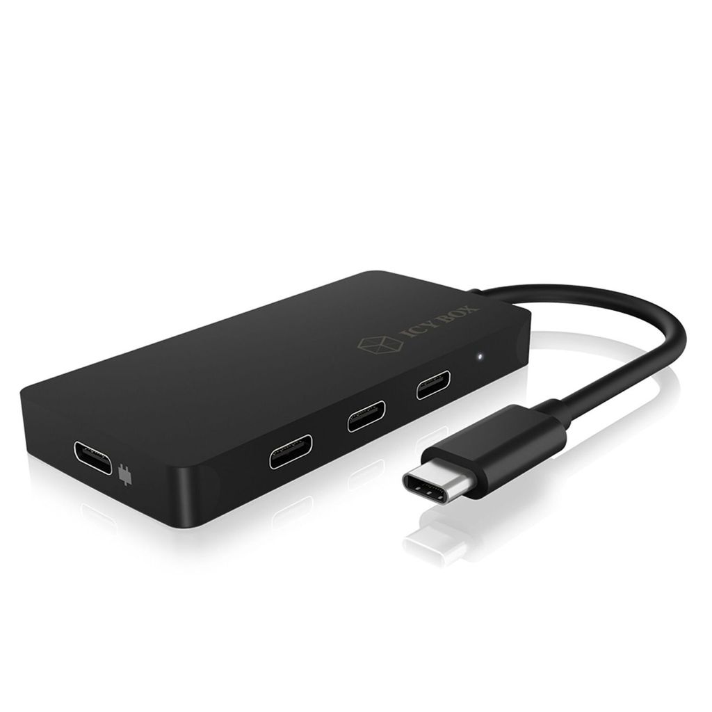 HUB 4Port ICY BOX 4xUSB-C 1xPower Delivery 100W passiv Black