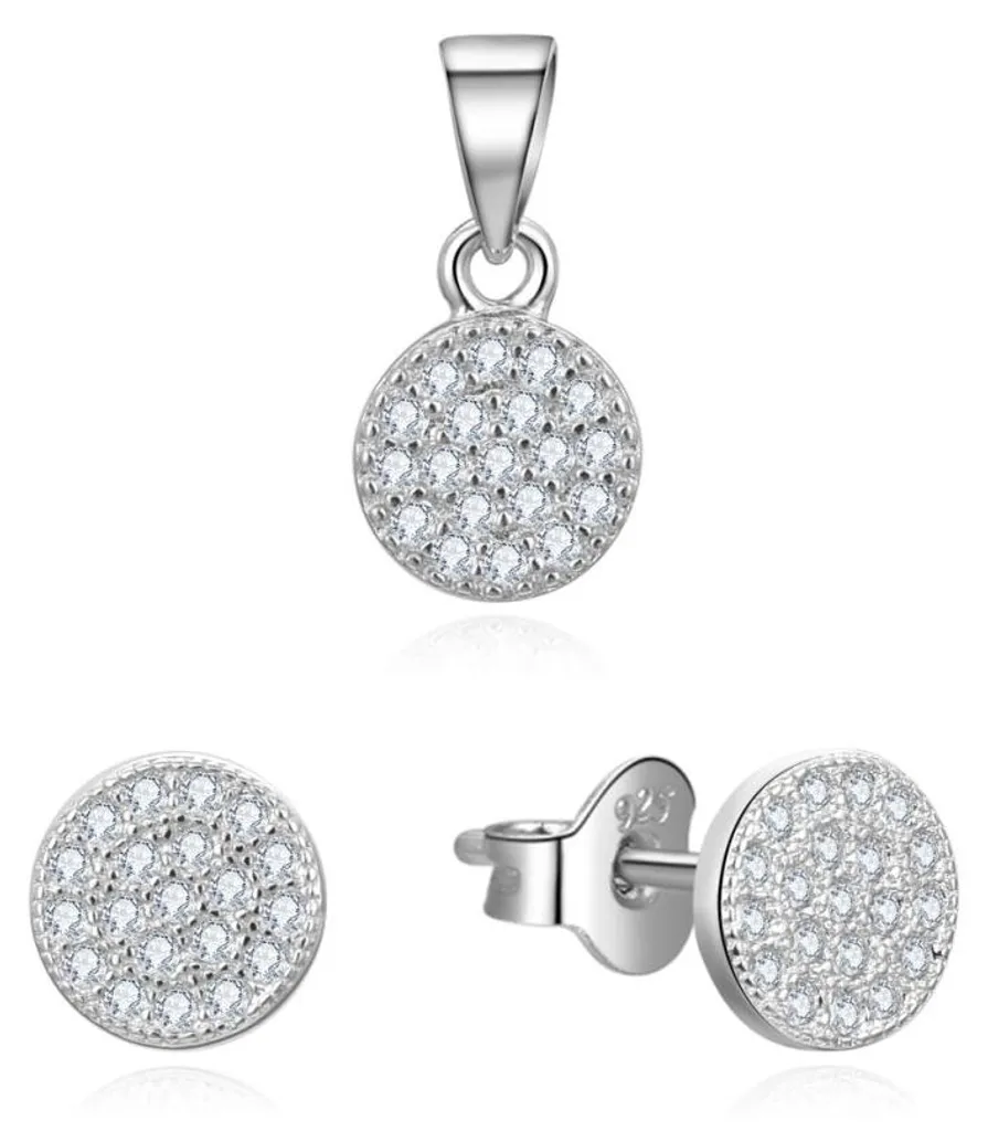 Parure de bijoux pour femme sertie de zircons avec boucles d'oreilles chic