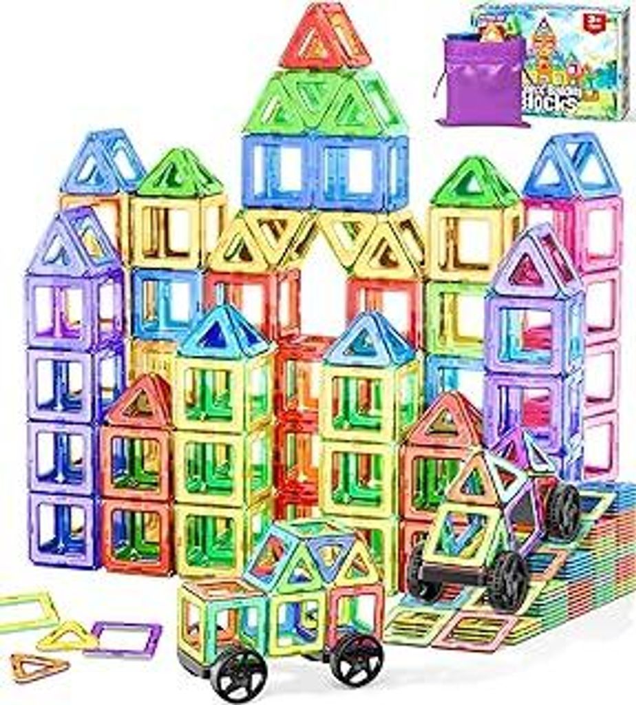 COOLJOYA Magnetische Bausteine, Magnetspiel STEM Magnetbausteine, Montessori Spielzeug ab 3 Jahre, Magnete Kinder ab 3 4 5 Jahre Kinder Jungen und ...