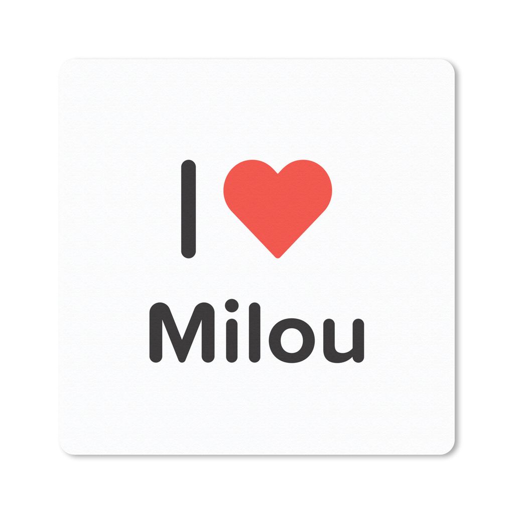 MuchoWow Mauspad Mousepad Ich liebe - Milou - Mädchen 20x20 cm - Mousepads - Maus Mat - Pad - Mausunterlage - Desk Mat - Bureauartikeln