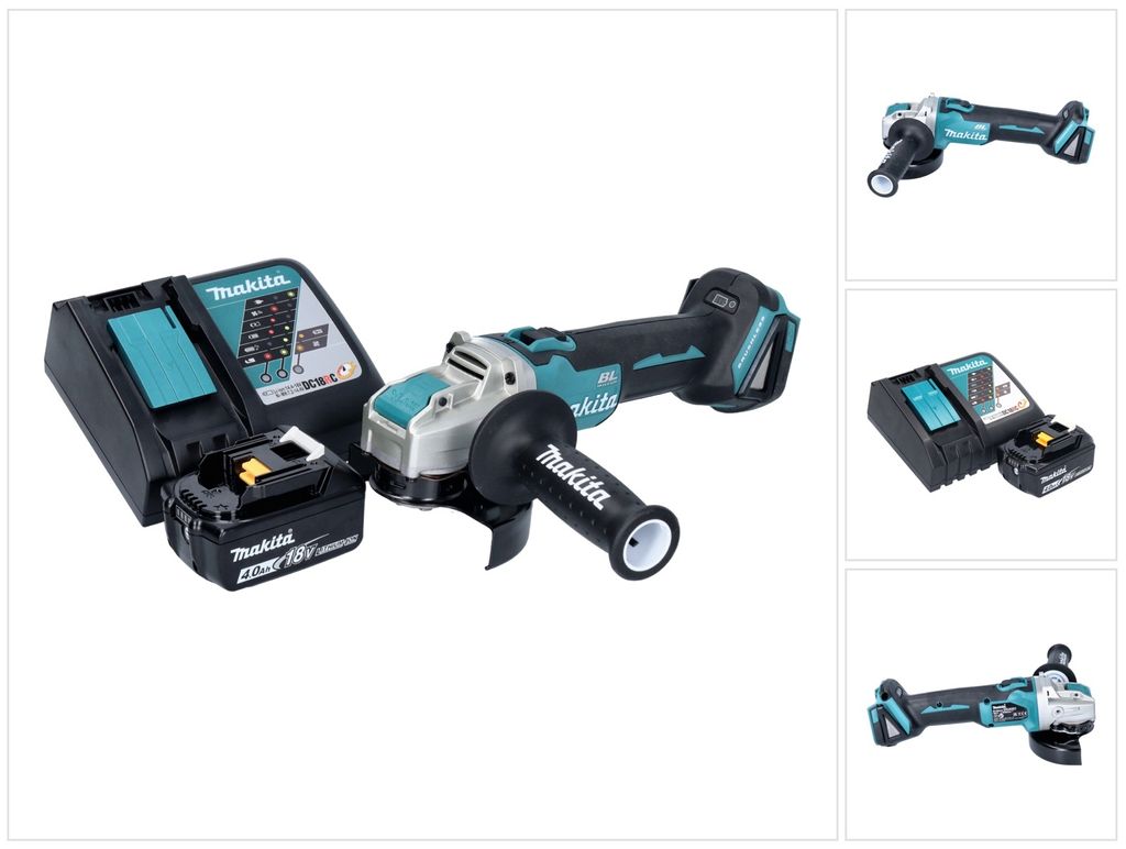 Makita DGA 521 RM1X1 Akku Winkelschleifer 18 V 125 mm X-LOCK Brushless + 1x Akku 4,0 Ah + Ladegerät