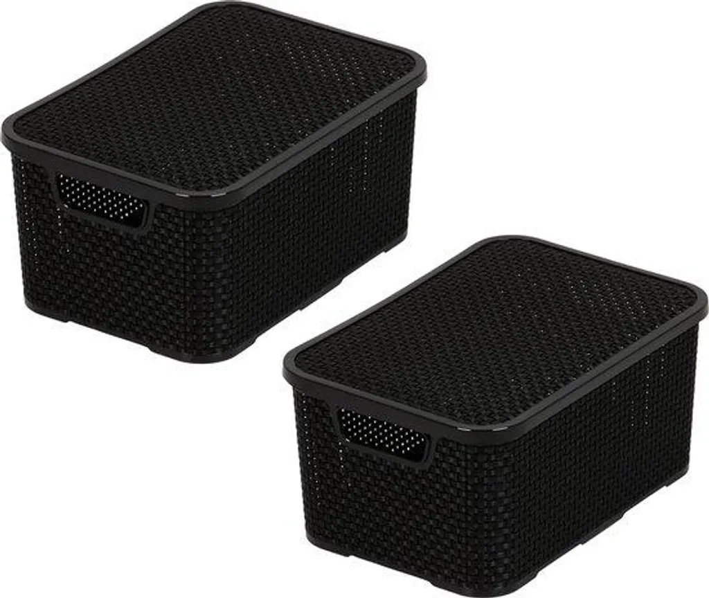 Panier de Rangement 7L en Plastique sans BPA Lot de 2 Design Rotin S