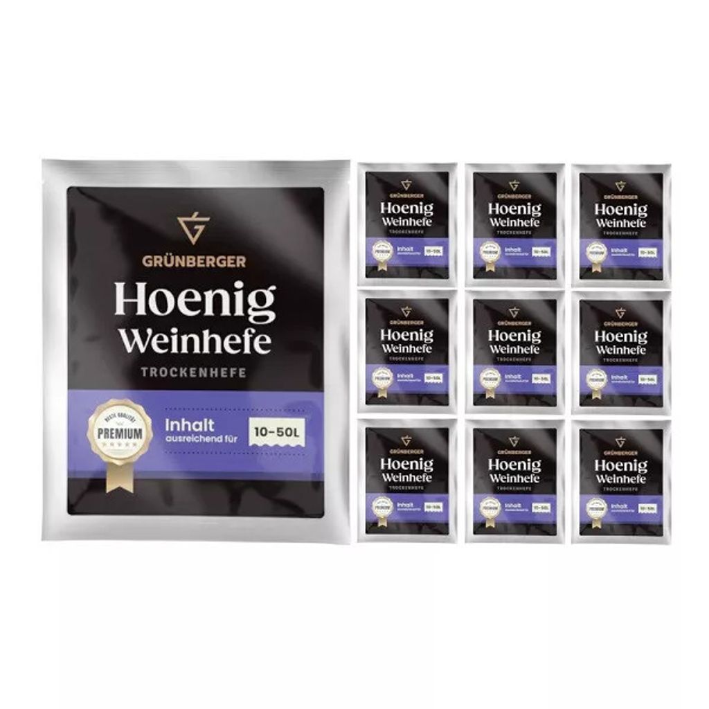 Grünberger Honigweinhefe Trockenhefe für 10-50l Met Honig Wein Hefe Grunberger - 10 Stück