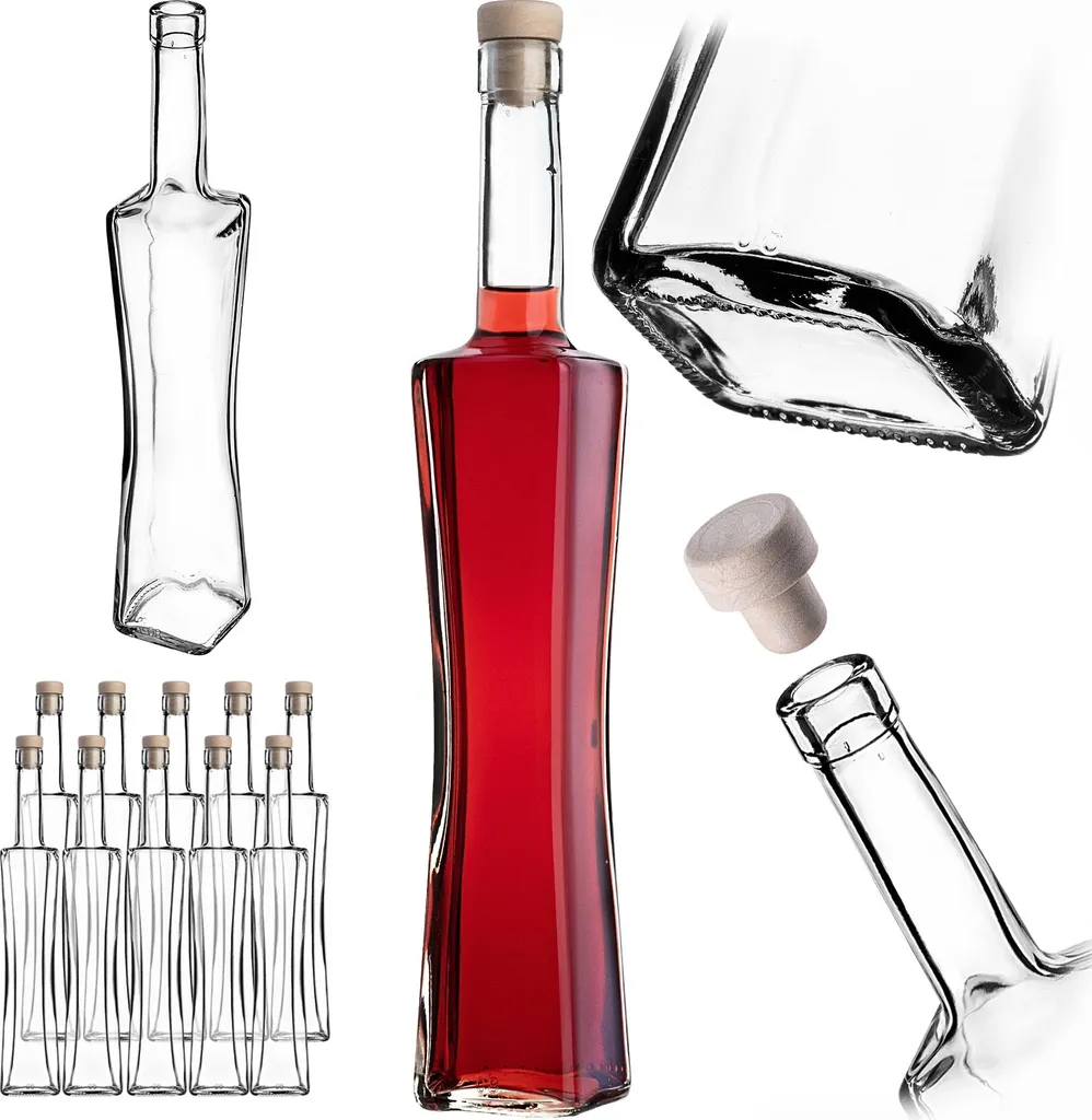 10 Bottiglie Vuote in Vetro 500ml KADAX - Ideali per Bomboniere DIY