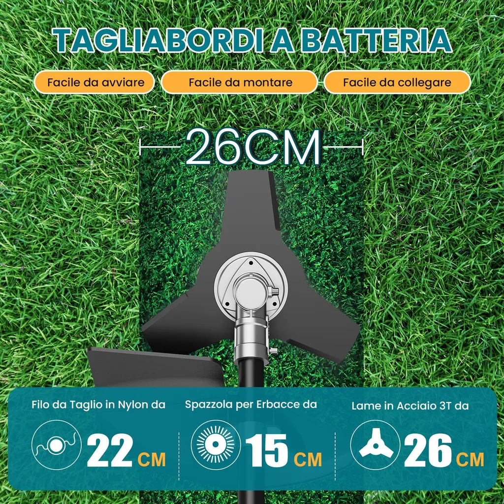 Decespugliatore Batteria 700W Brushless: 2 Batterie e 3 Lame Incluse - 3