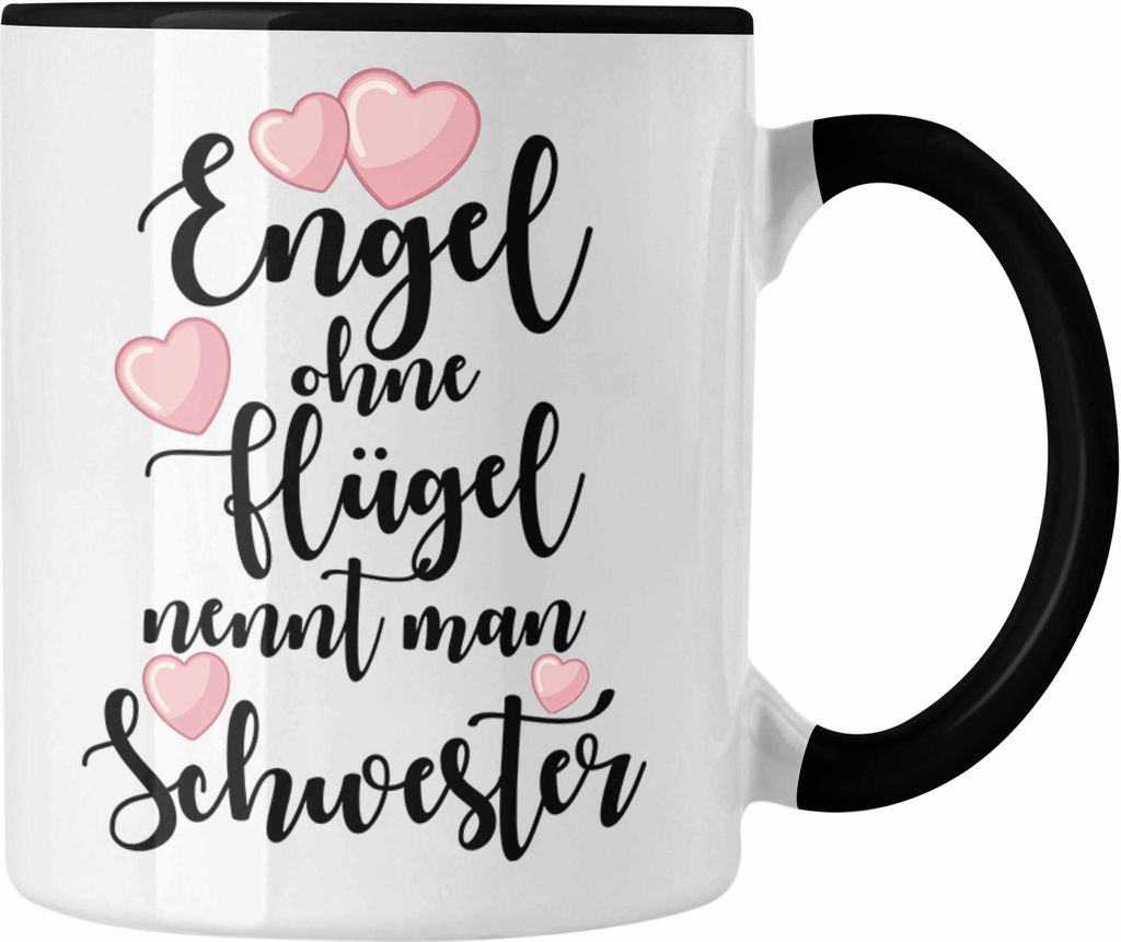 Trendation - Beste Schwester Geschenk Tasse Kaffeetasse Geburtstag Weihnachten Geschenkideen Schwestern Bruder Lustig Mug (Schwarz)