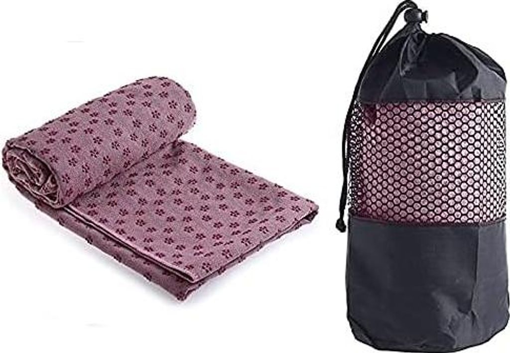 Yoga Handtuch rutschfest - Mikrofaser Yogatuch schnelltrocknend - Yogahandtuch Antirutsch ideal fš¹r Matte,Hot Yoga, 183 x 61 cm (Grayish Purple)