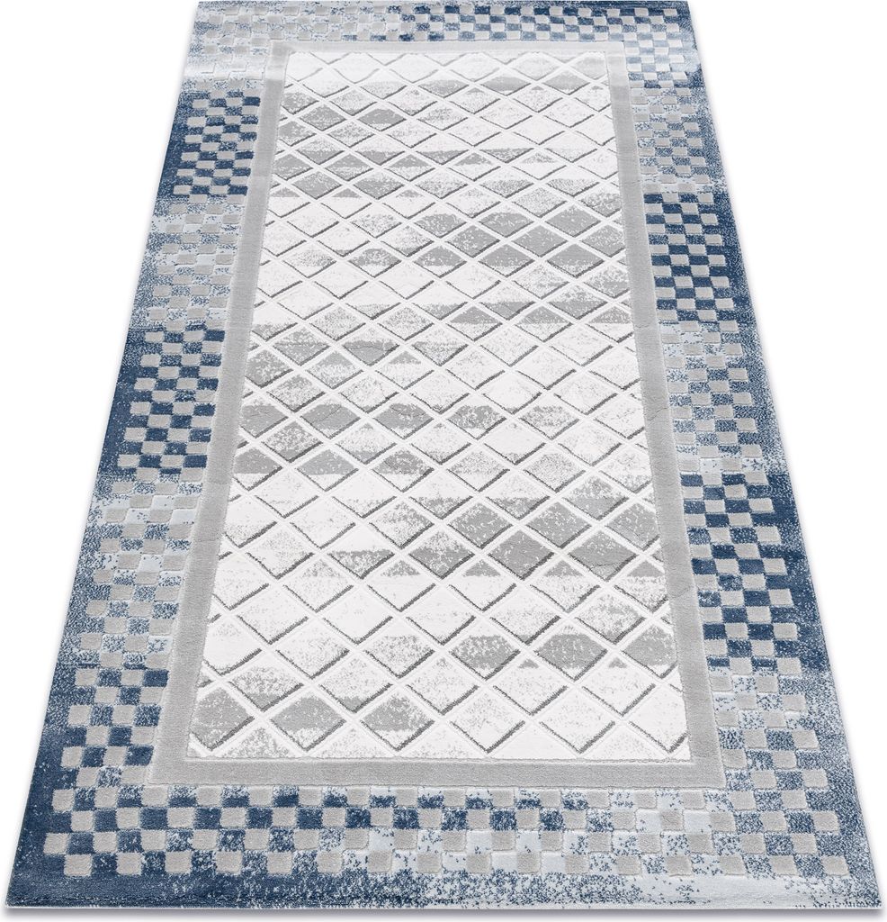 Teppich ACRYL VALS 103 Geometrisch, Rahmen räumlich 3D grau / elfenbein Grau 100x200 cm
