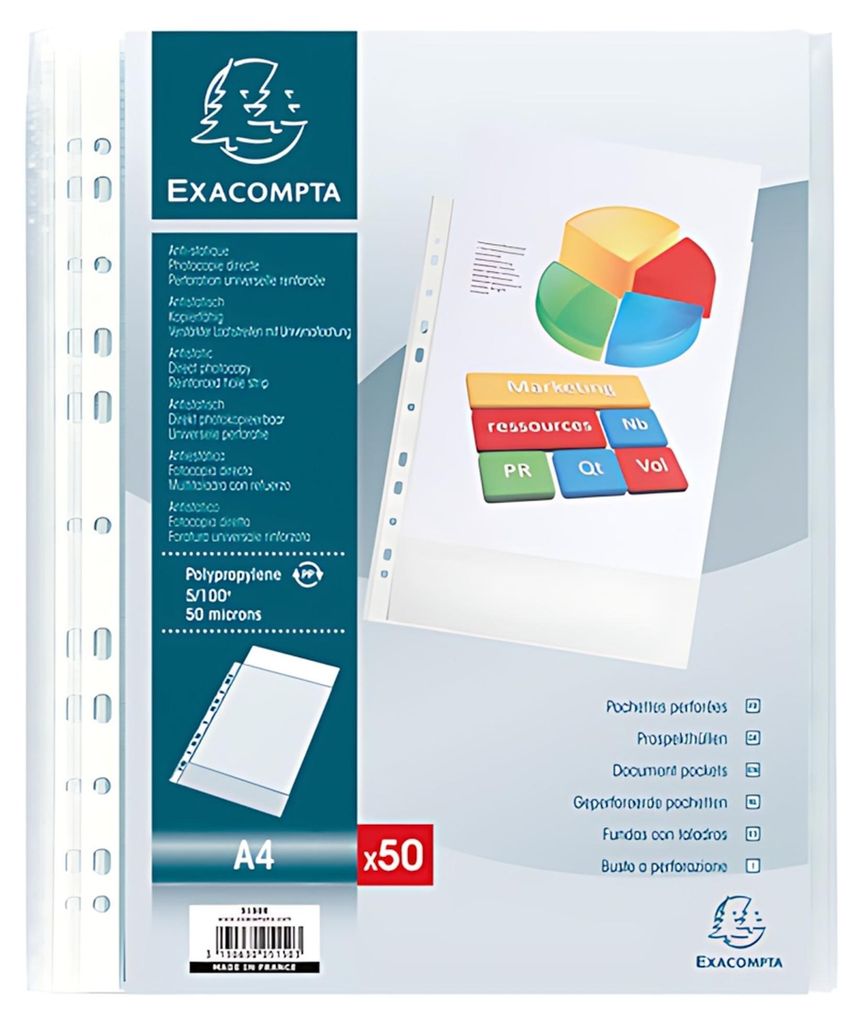 Exacompta 5150E Prospekthüllen A4 PP 50µ Kristall 23x30,5cm Produktbild 