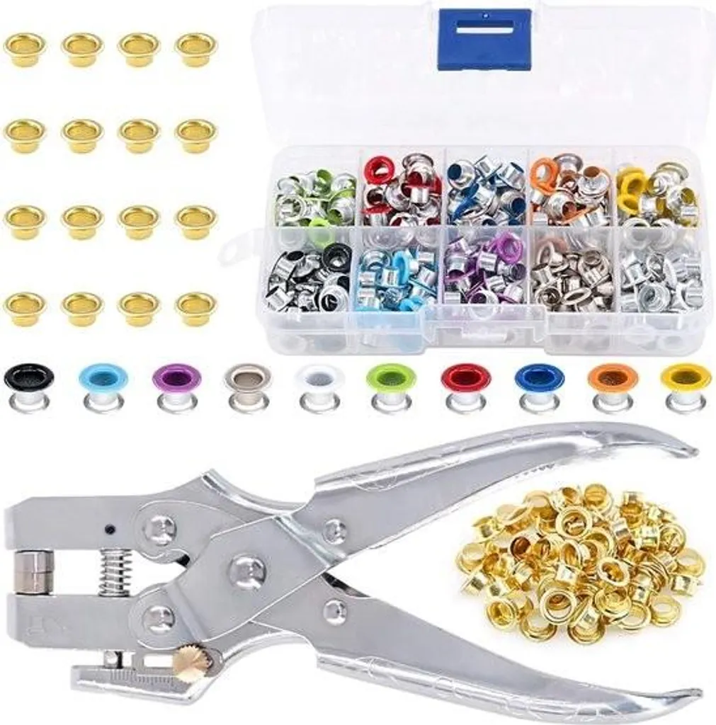 Coffret de 300 Œillets Multicolores en Métal avec Pince Perforatrice Pro