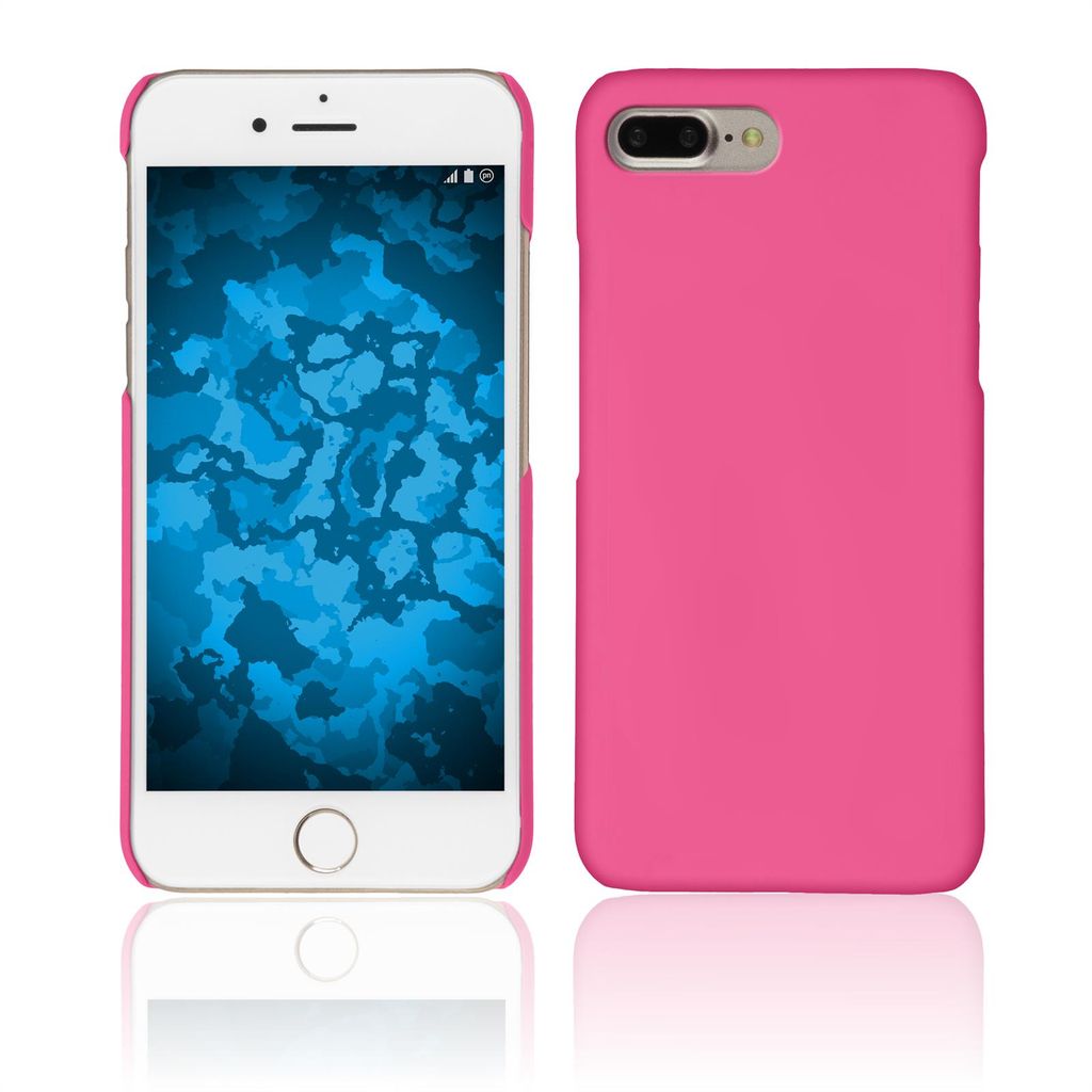 PhoneNatic Case kompatibel mit Apple iPhone 7 Plus / 8 Plus - Hülle pink gummiert Hard-case + 2 Schutzfolien
